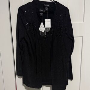 Maggy Barnes Black Sparkle 2-Piece Tank with Cardigan